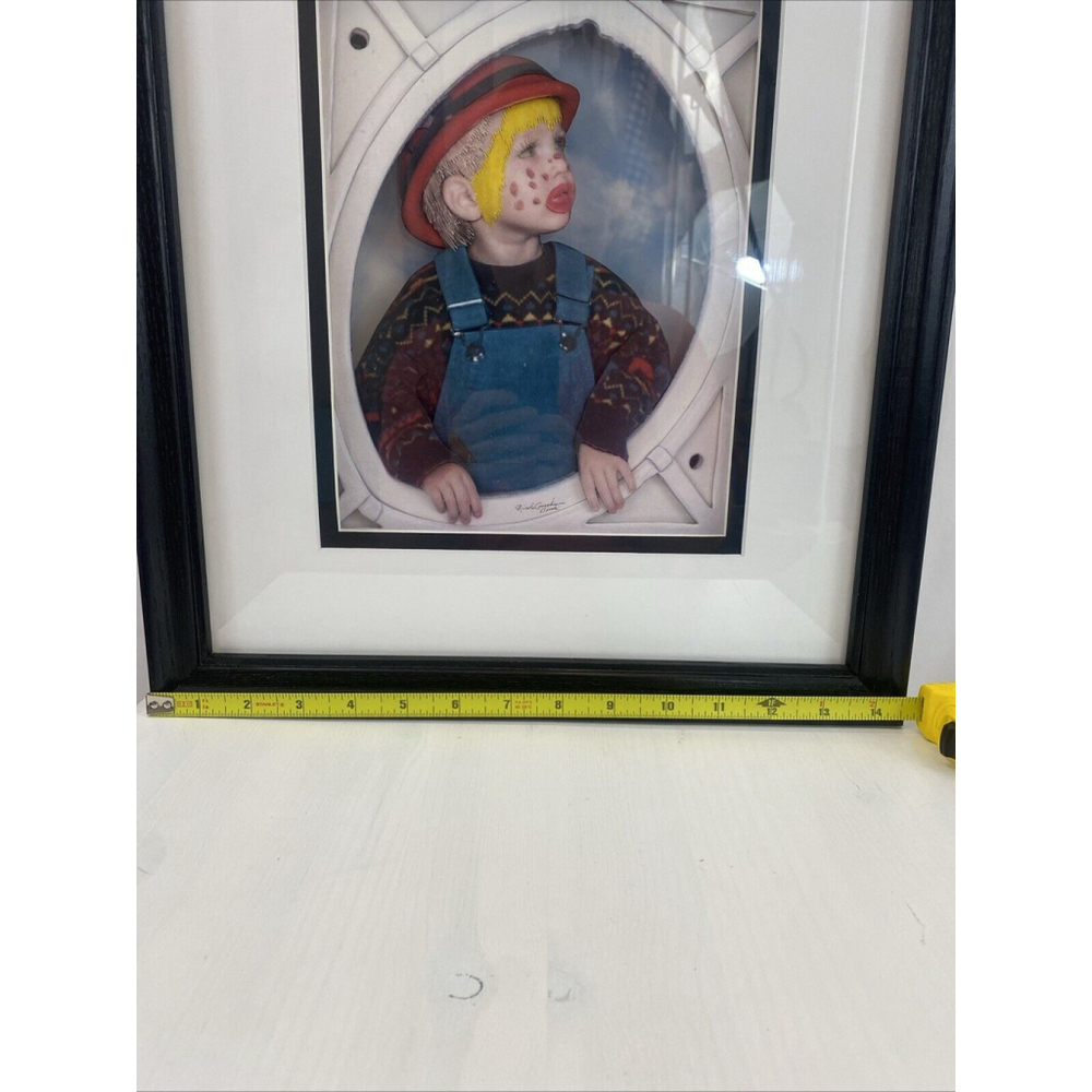 3D Paper Art Sculpture Picture Child With Clown Makeup 2003 Realistic Signed - Picture 8 of 15